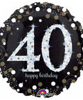 Buy Balloons 40th Birthday Black And Gold Foil Balloon, 18 Inches sold at Balloon Expert