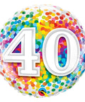 Buy Balloons 40th Birthday Rainbow Confetti Foil Balloon, 18 Inches sold at Balloon Expert