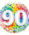 Buy Balloons 90th Birthday Rainbow Confetti Foil Balloon, 18 Inches sold at Balloon Expert