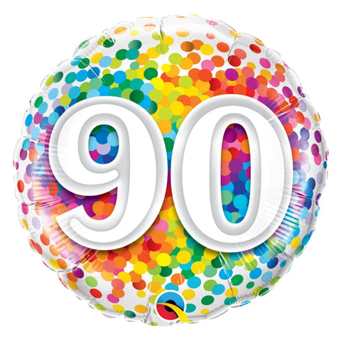 Buy Balloons 90th Birthday Rainbow Confetti Foil Balloon, 18 Inches sold at Balloon Expert