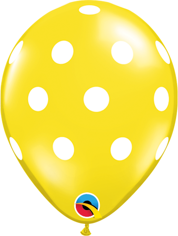 12" Yellow Latex Balloon - Polka DotsHelium Inflated from Balloon Expert