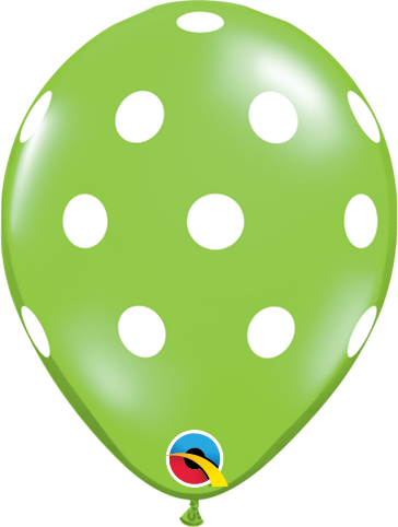12" Green Latex Balloon - Polka Dots, Helium Inflated from Balloon Expert