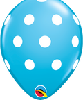 12" Light Blue Latex Balloon - Polka Dots, Helium Inflated from Balloon Expert