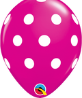 12" Fuchsia Latex Balloon - Polka Dots, Helium Inflated from Balloon Expert