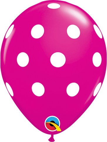 12" Fuchsia Latex Balloon - Polka Dots, Helium Inflated from Balloon Expert