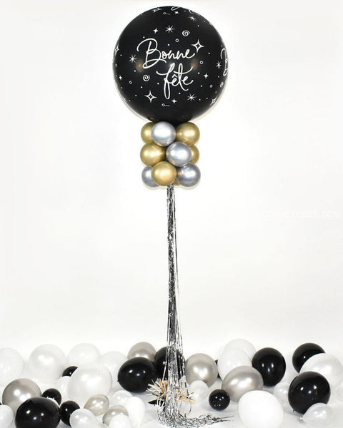 Black Gold And Silver - Jumbo Birthday Balloon With Small Balloons