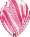 12" Red, Pink and White Agate Latex Balloon, Helium Inflated from Balloon Expert
