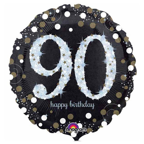 Buy Balloons Black And Gold 90th Birthday Foil Balloon, 18 Inches sold at Balloon Expert