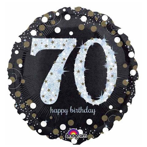 Buy Balloons Black And Gold 70th Birthday Foil Balloon, 18 Inches sold at Balloon Expert