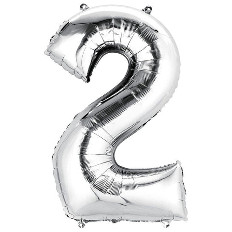 Buy Balloons Silver Number 2 Foil Balloon, 34 Inches sold at Balloon Expert