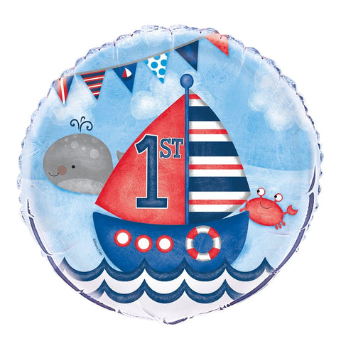 Buy Balloons Nautical 1st Birthday Foil Balloon, 18 Inches sold at Balloon Expert