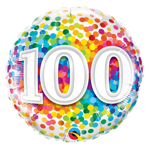 Buy Balloons 100th Birthday Rainbow Confetti Foil Balloon, 18 Inches sold at Balloon Expert