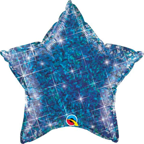 Buy Balloons Holographic Jewel Blue Star Foil Balloon, 18 Inches sold at Balloon Expert