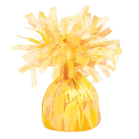 yellow foil balloon weight to hold bouquets down to the ground