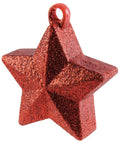star shaped balloon weight coverd in red glitter and sparkles