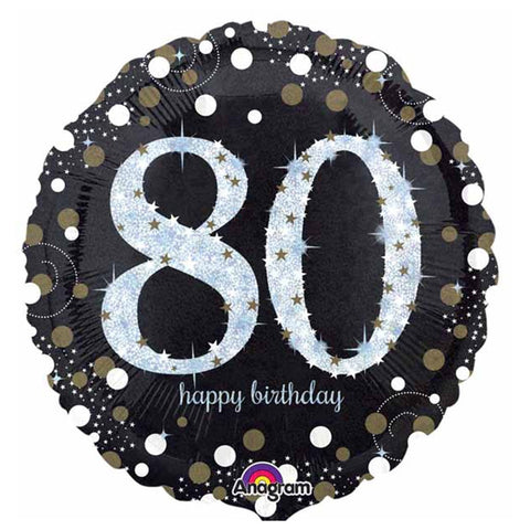 Buy Balloons Black And Gold 80th Birthday Foil Balloon, 18 Inches sold at Balloon Expert