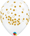 12" Clear Gold Dots Latex Balloon, Helium Inflated from Balloon Expert