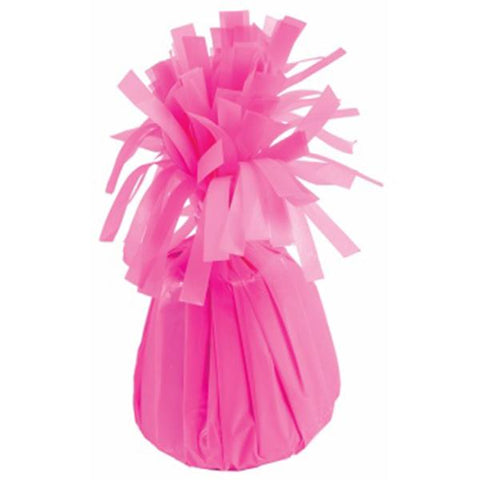 small neon pink foil balloon weight to hold balloon bouquets