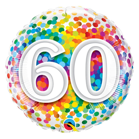 Buy Balloons 60th Birthday Rainbow Confetti Foil Balloon, 18 Inches sold at Balloon Expert