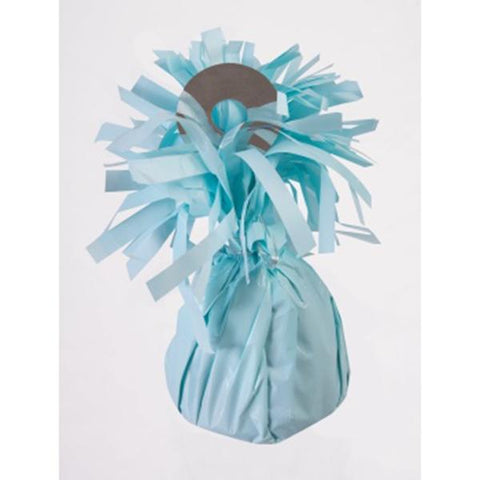 small pastel blue foil balloon weight to hold balloon bouquets