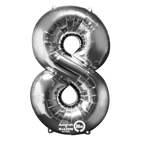 Buy Balloons Silver Number 8 Foil Balloon, 34 Inches sold at Balloon Expert
