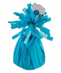 small neon turquoise foil balloon weight to hold balloon bouquets