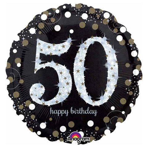 Buy Balloons 50th Birthday Black And Gold Foil Balloon, 18 Inches sold at Balloon Expert