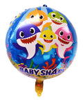 baby shark balloon featuring the whole family including daddy shark, mommy shark