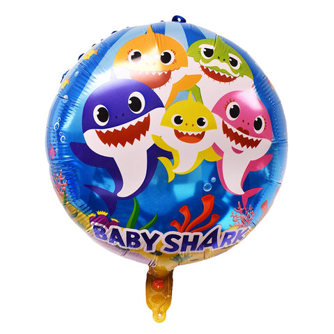 baby shark balloon featuring the whole family including daddy shark, mommy shark