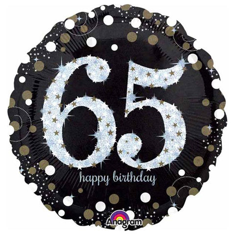 Buy Balloons 65th Birthday Black And Gold Foil Balloon, 18 Inches sold at Balloon Expert