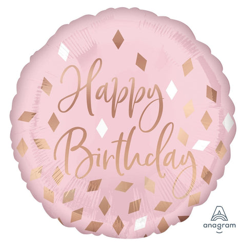 Buy Balloons Blush Birthday Mylar 18 in. - Happy Birthday sold at Balloon Expert