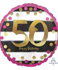Buy Balloons 50th Pink And Gold Confetti Foil Balloon, 18 Inches sold at Balloon Expert