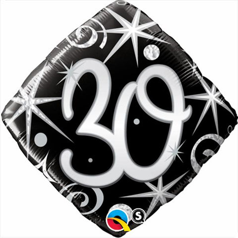Buy Balloons 30th Elegant Sparkles & Swirls Foil Balloon, 18 Inches sold at Balloon Expert