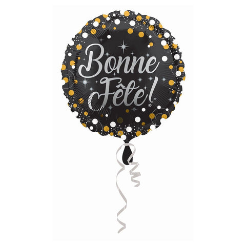 Buy Balloons Black and Gold Bonne Fête Foil Balloon, 18 Inches sold at Balloon Expert