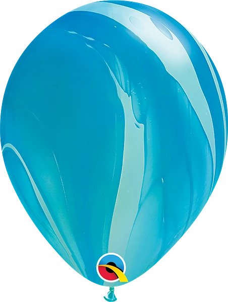 12" Blue Agate Latex Balloon, Helium Inflated from Balloon Expert