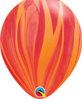 12" Orange and Red Agate Latex Balloon, Helium Inflated from Balloon Expert