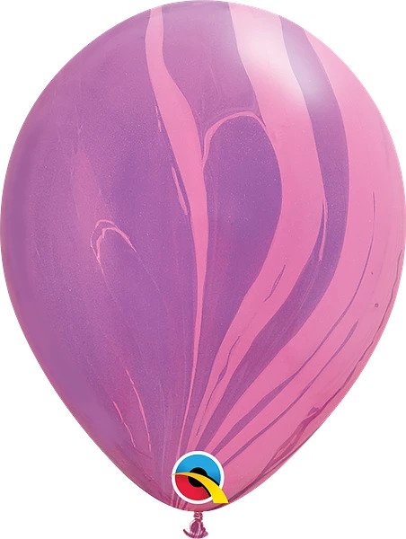 12" Pink and Violet Agate Latex Balloon, Helium Inflated from Balloon Expert