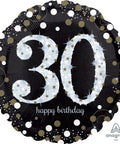 Buy Balloons 30th Birthday Black And Gold Foil Balloon, 18 Inches sold at Balloon Expert