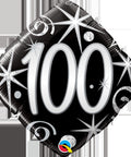 Buy Balloons 100th Birthday Black & Swirl sold at Balloon Expert