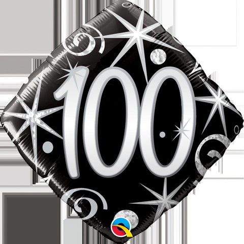 Buy Balloons 100th Birthday Black & Swirl sold at Balloon Expert