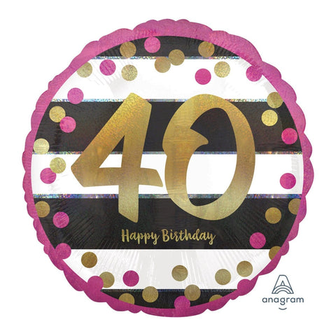 Buy Balloons 40th Pink And Gold Confetti Foil Balloon, 18 Inches sold at Balloon Expert