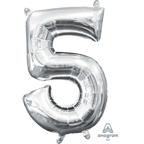 Buy Balloons SIlver Number 5 Foil Balloon, 16 Inches sold at Balloon Expert