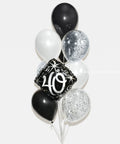 Black and White - Age Confetti Balloon Bouquet - Set of 10 balloons