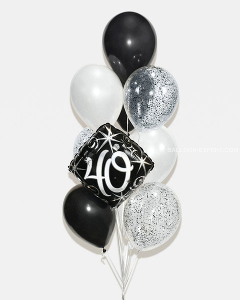 Noir et blanc - Bouquet de ballons d'âge confetti – Balloon Expert