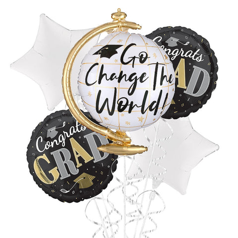 Black & Gold Go Change The World Foil Bouquet White Graduation