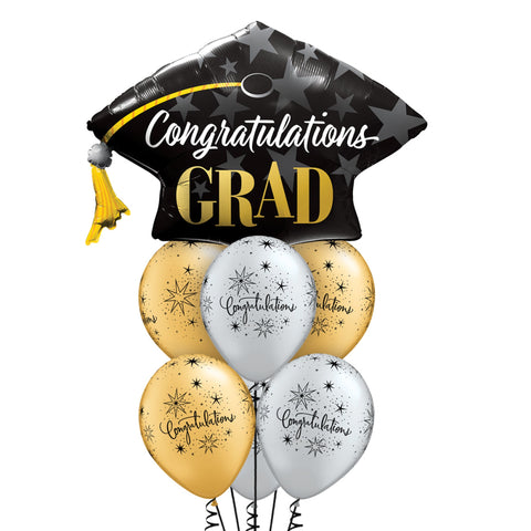Gold & Silver Congratulations Grad Balloon Bouquet Graduation