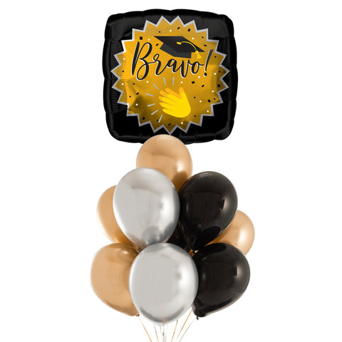Black Gold & Silver Bravo Balloon Bouquet