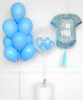 Blue Shades - Balloon Bouquet, Personalized Bubble Balloon, and Baby Boy Supershape Balloon
