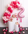 Deluxe Balloon Garland With Number - Fuchsia Pastel Pink