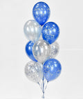 Confetti Birthday Balloon Bouquet - Blue Silver Boys